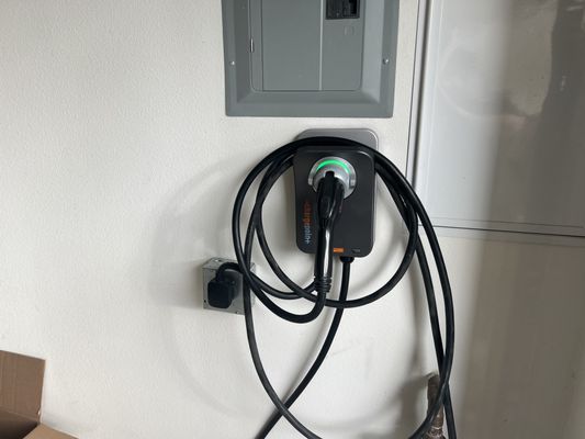 Level 2 EV charger installation in a residential garage