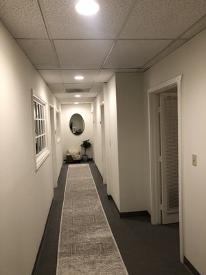 Recessed can lighting installed in a home ceiling